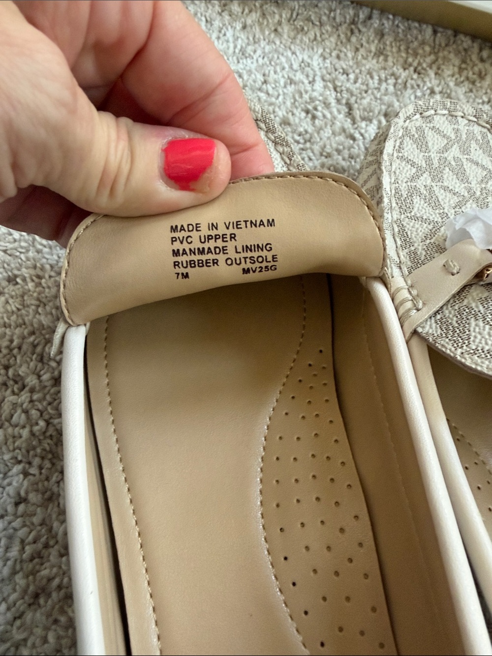 Michael Kors Beige Logo Moccasin Loafers with Neutral Trim - Picture 3 of 4